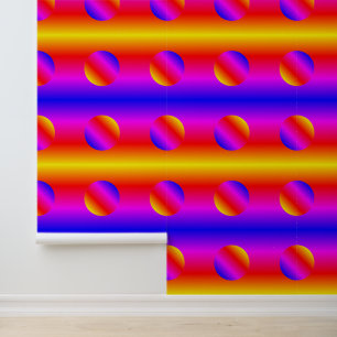 Regenboog Kleur Neon Streep en Cirkels Art Patroon Behang