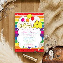 Regenboog Kleur Olifant Oh Baby Shower Kaart