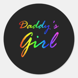 Regenboog Kleur Papa's Meisje Ronde Sticker