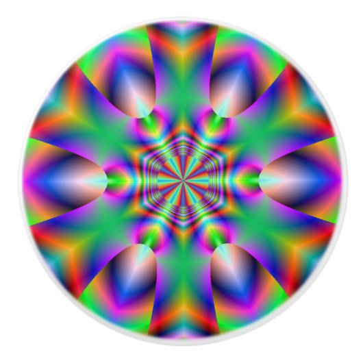 Regenboog kleur ringen fractal knop (Voorkant)