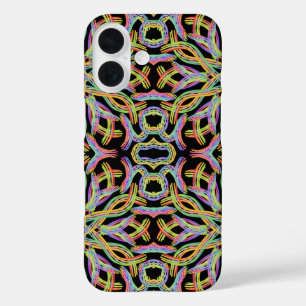 Regenboog Kleur Snaar Patroon Kunst iPhone 16 Hoesje