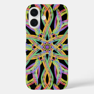 Regenboog Kleur Snaar Patroon Kunst iPhone 16 Hoesje