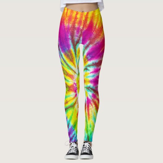 Regenboog kleur spiraal patroon leggings (Voorkant)
