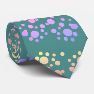 Regenboog Kleur Stippen op Blauwgroen Stropdas