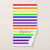 Regenboog Kleur Streep Monogram Kleurrijke Custom Bad Handdoek (Handdoek)