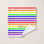 Regenboog Kleur Streep Monogram Kleurrijke Custom Bad Handdoek (Wasdoekje)