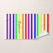 Regenboog Kleur Streep Monogram Kleurrijke Custom Bad Handdoek (Handdoek)