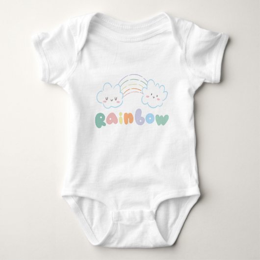 Regenboog Kleur Wolken Groen Roze Blauw Groen Wit Romper (Voorkant)