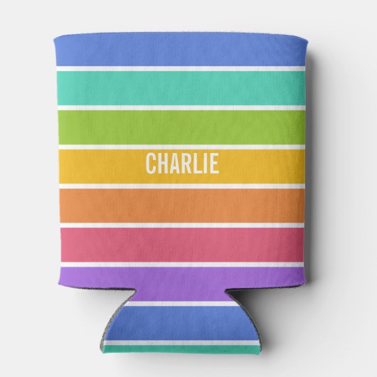 Regenboog Kleuren aangepaste monogram koelboxxen Blikjeskoeler (Achterkant)