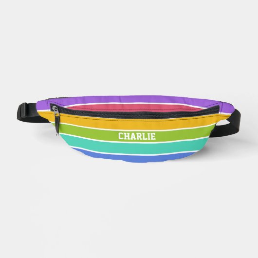 Regenboog Kleuren aangepaste naam Heuptasje (Voorkant)