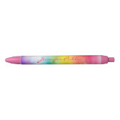 Regenboog Kleuren Aangepaste Naam Script Sjabloon Zwarte Inkt Pen (Voorkant)