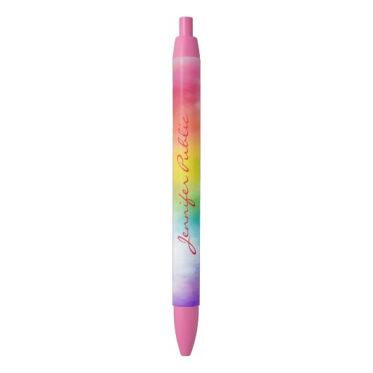 Regenboog Kleuren Aangepaste Naam Script Sjabloon Zwarte Inkt Pen (Voorkant Verticaal)