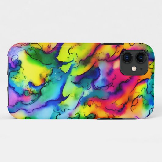 Regenboog kleuren abstracte waterverf schilderen Case-Mate iPhone case (Achterkant (horizontaal))
