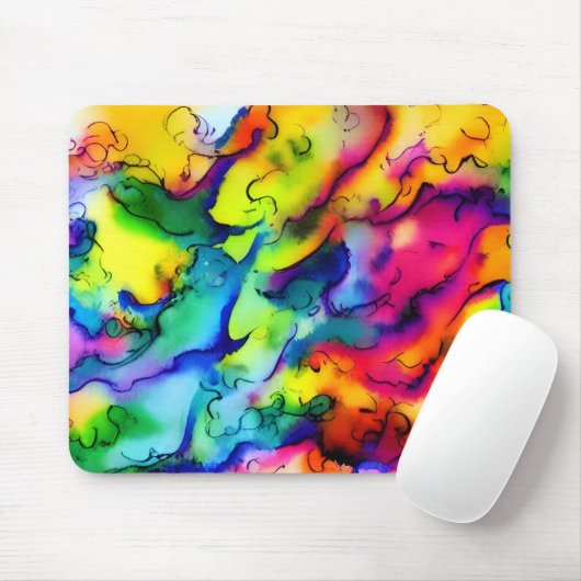 Regenboog kleuren abstracte waterverf schilderen muismat (Met muis)