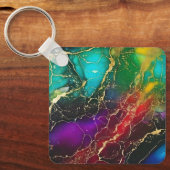 Regenboog Kleuren Alcohol Ink Tas Sleutelhanger (Voorkant)