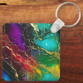 Regenboog Kleuren Alcohol Ink Tas Sleutelhanger (Achterkant)