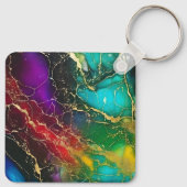 Regenboog Kleuren Alcohol Ink Tas Sleutelhanger (Achterkant)