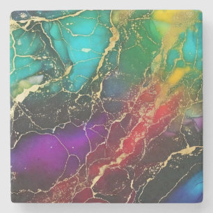 Regenboog Kleuren Alcohol Ink Tas Stenen Onderzetter