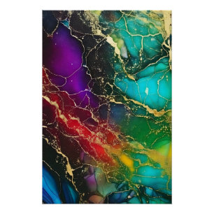 Regenboog kleuren Alcohol inkt schilderij Perfect Poster