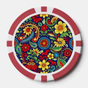 Regenboog Kleuren Bloem Paisley Ontwerp Poker Chips