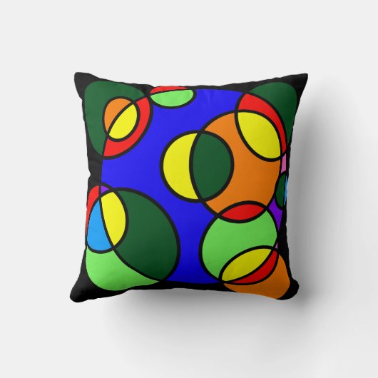 Regenboog kleuren cirkels kussen (Achterkant)