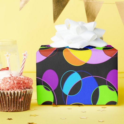 Regenboog kleuren cirkels ontwerp cadeaupapier (Verjaardagsfeest)