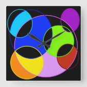 Regenboog kleuren cirkels ontwerp vierkante klok (Voorkant)
