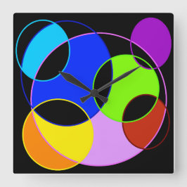 Regenboog kleuren cirkels ontwerp vierkante klok