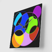 Regenboog kleuren cirkels ontwerp vierkante klok (Hoek)