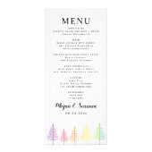 Regenboog kleuren confetti en bomen bruiloft reclamekaart (Achterkant)