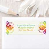 Regenboog kleuren damask bruiloft etiket (Insitu)