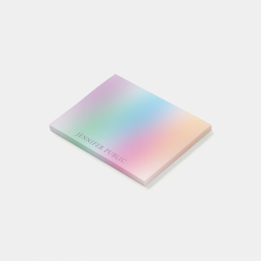 Regenboog kleuren Elegant gepersonaliseerd modern Post-it® Notes (Schuin)
