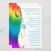 Regenboog kleuren gescrolde bruiloft uitnodiging (Voorkant / Achterkant)