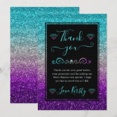 Regenboog Kleuren Gradiënt Glitter Sweet 16 Bedankkaart (Voorkant / Achterkant)