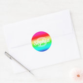 Regenboog Kleuren Gradiënt Monogram Gepersonalisee Ronde Sticker (Envelop)