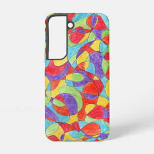 Regenboog Kleuren Hand Getekend Krijtje Doodle Pat Samsung Galaxy Hoesje