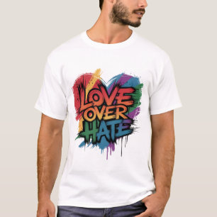 Regenboog kleuren Hart Liefde boven Haat T-shirt