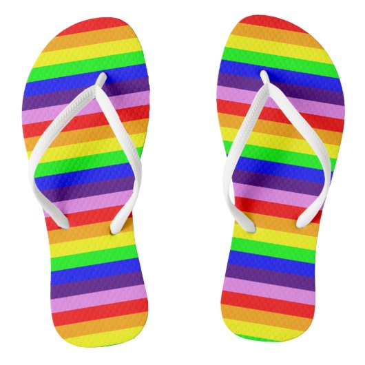 Regenboog Kleuren Horizontale Klassieke Kleurrijke Teenslippers (Voetbed)