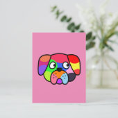 Regenboog kleuren huisdier grappige kleurrijke hon briefkaart (Staand voorkant)
