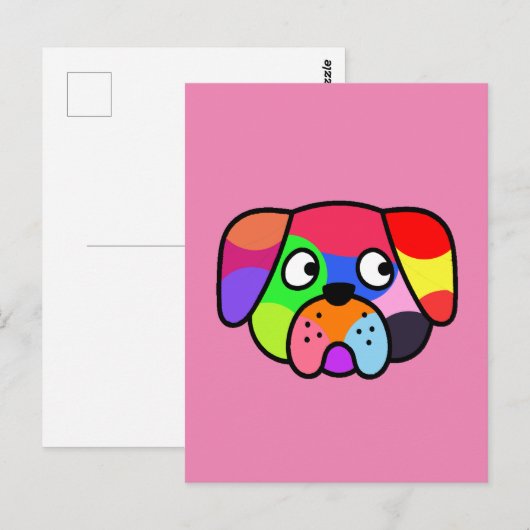 Regenboog kleuren huisdier grappige kleurrijke hon briefkaart (Voorkant / Achterkant)