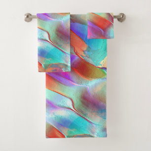 Regenboog kleuren in virtuele parelachtige rots ha bad handdoek