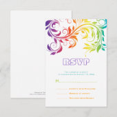 Regenboog kleuren kleurrijke scroll leaf bruiloft  RSVP kaartje (Voorkant / Achterkant)