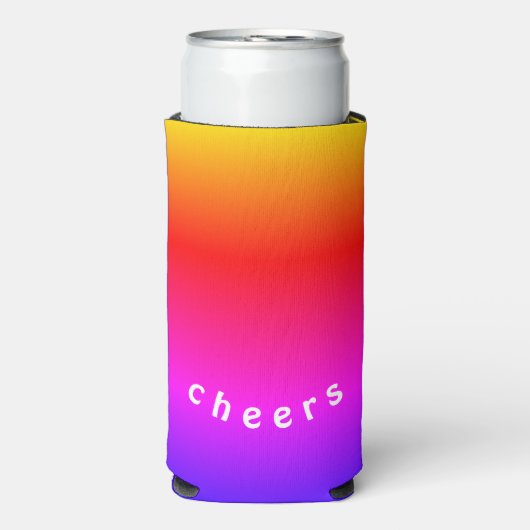 Regenboog Kleuren Koelbox Proost - Aangepaste Teks Seltzer Blikjeskoeler (Seltzer Voorkant)