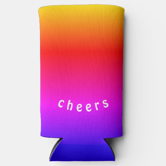 Regenboog Kleuren Koelbox Proost - Aangepaste Teks Seltzer Blikjeskoeler (Voorkant)