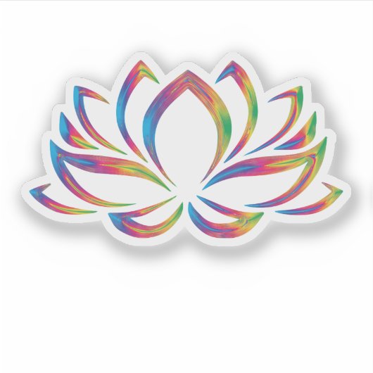 Regenboog kleuren lotus bloem vorm sticker (Voorkant)