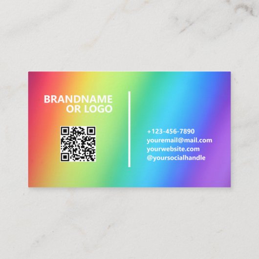 Regenboog kleuren | Modern Classy QR Code LGBT Visitekaartje (Achterkant)