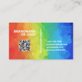 Regenboog kleuren | Moderne bewerkbare QR-code LGB Visitekaartje (Achterkant)