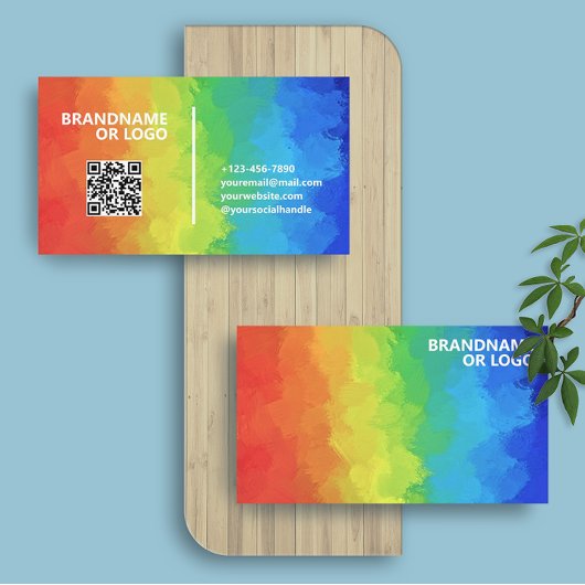 Regenboog kleuren | Moderne professionele QR-code  Visitekaartje