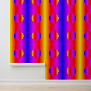 Regenboog Kleuren Neon Streep en Cirkels Patroon A Behang