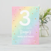 Regenboog Kleuren Pastels Verjaardagsfeestuitnodig Kaart (Staand voorkant)